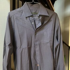 Ermenegildo Zegna Navy and White Checkered Shirt